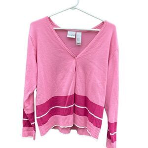 Villager size XL pinstriped button front cardigan. Classic preppy